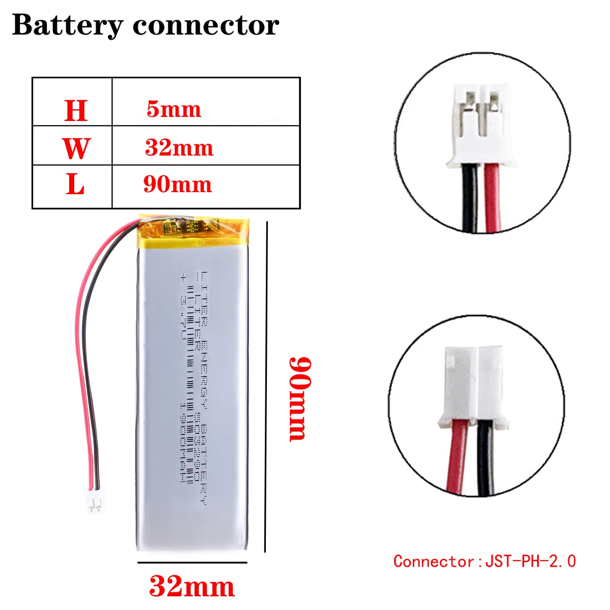 3.7v 503290 1900mah Rechargeable li-Polymer Li-ion Battery replace for bluetooth version of the KBD67 lite keyboard PH 2.0mm