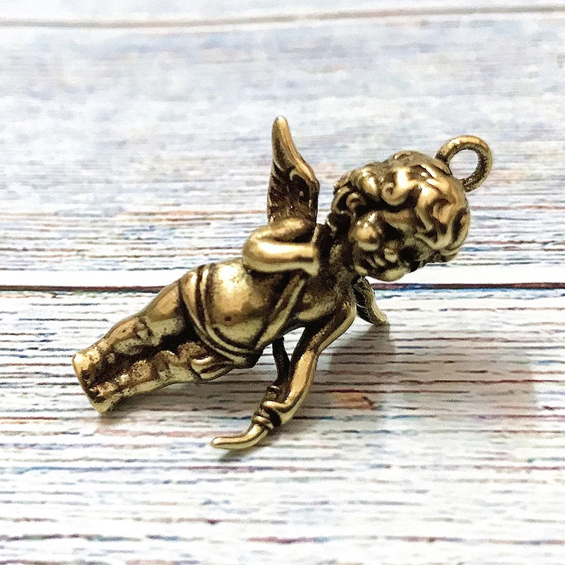 Brass Eros Cupid Couple Keychain Pendant for Necklace Greek Mythology God of Love Angel Key Chain Hanging Charms DIY Accessories
