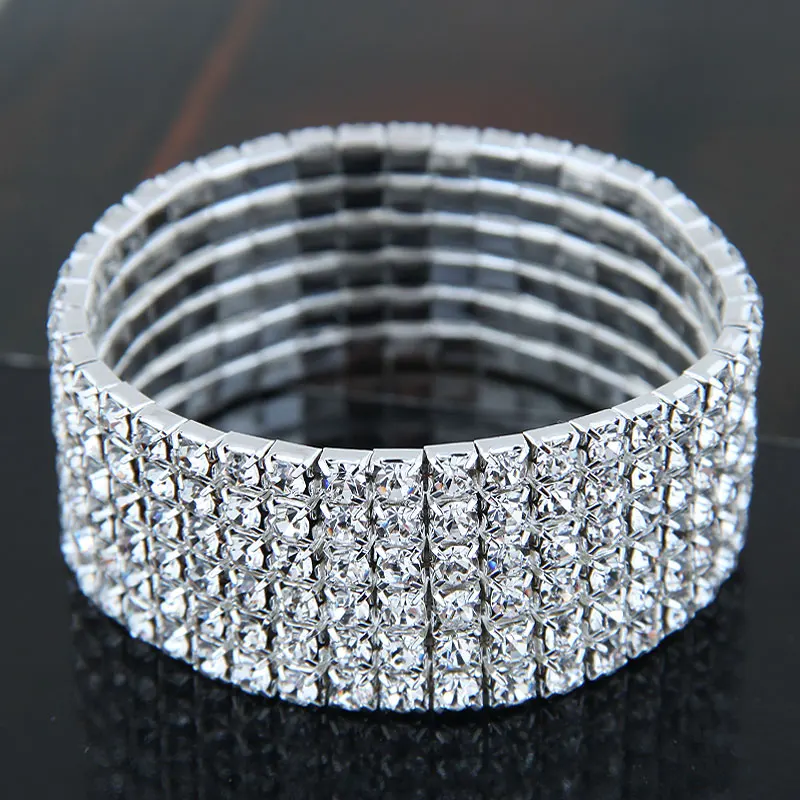 8 Styles Fashion Women Bracelet Crystal Rhinestone Stretch Bracelet Bangle Elastic Party Wedding Bridal Jewelry