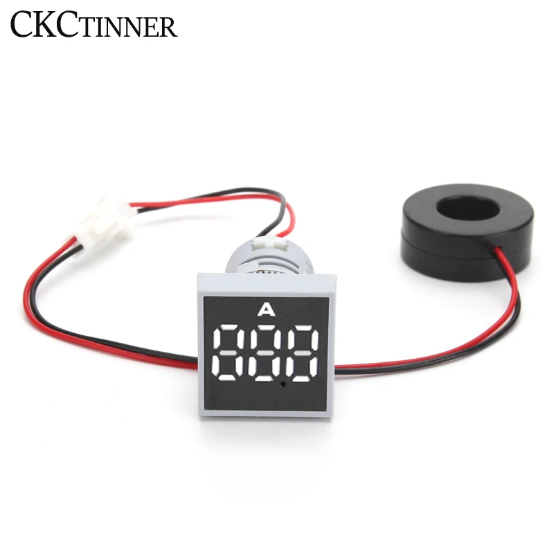 22MM 0-100A Digital Ammeter Current Meter Led Lamp Square Signal Light AC Frequency Meter Indicator Digital Display