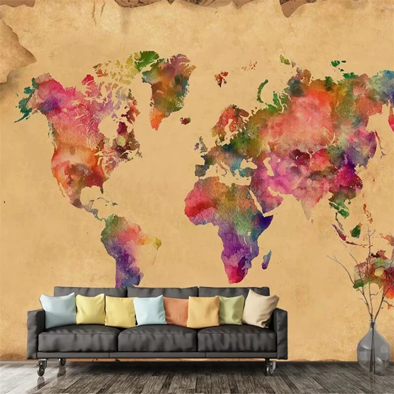 wellyu Customized large wall painter retro world map nautical chart TV background wall decorative painting Papel de parede