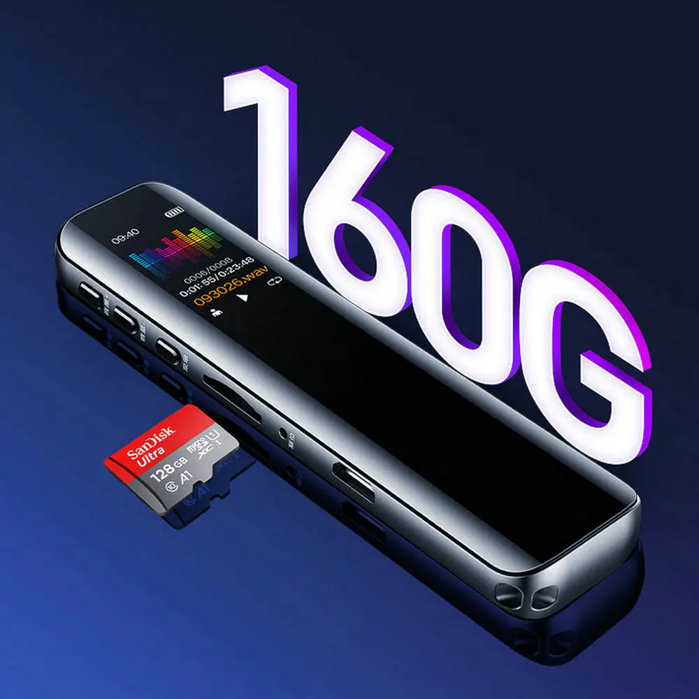 Mini bolígrafo de grabación de Audio Telele, reproductor de música MP3, activado por voz Digital dictáfono, grabación de sonido de hasta 128GB