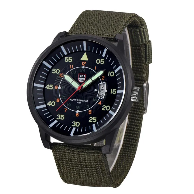 2020 XINEW Watches Men Military Sports Watches Luminous Number Fashion Green Nylon Strap Watch Men Quartz Watches heren horloge