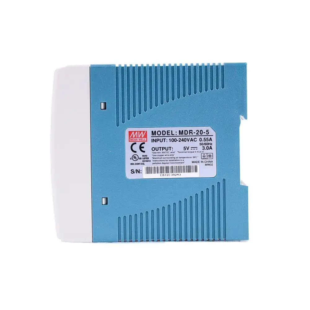 

Original Mean Well MDR-20-5 DC 5V 3A 15W meanwell Single Output Industrial DIN Rail Power Supply