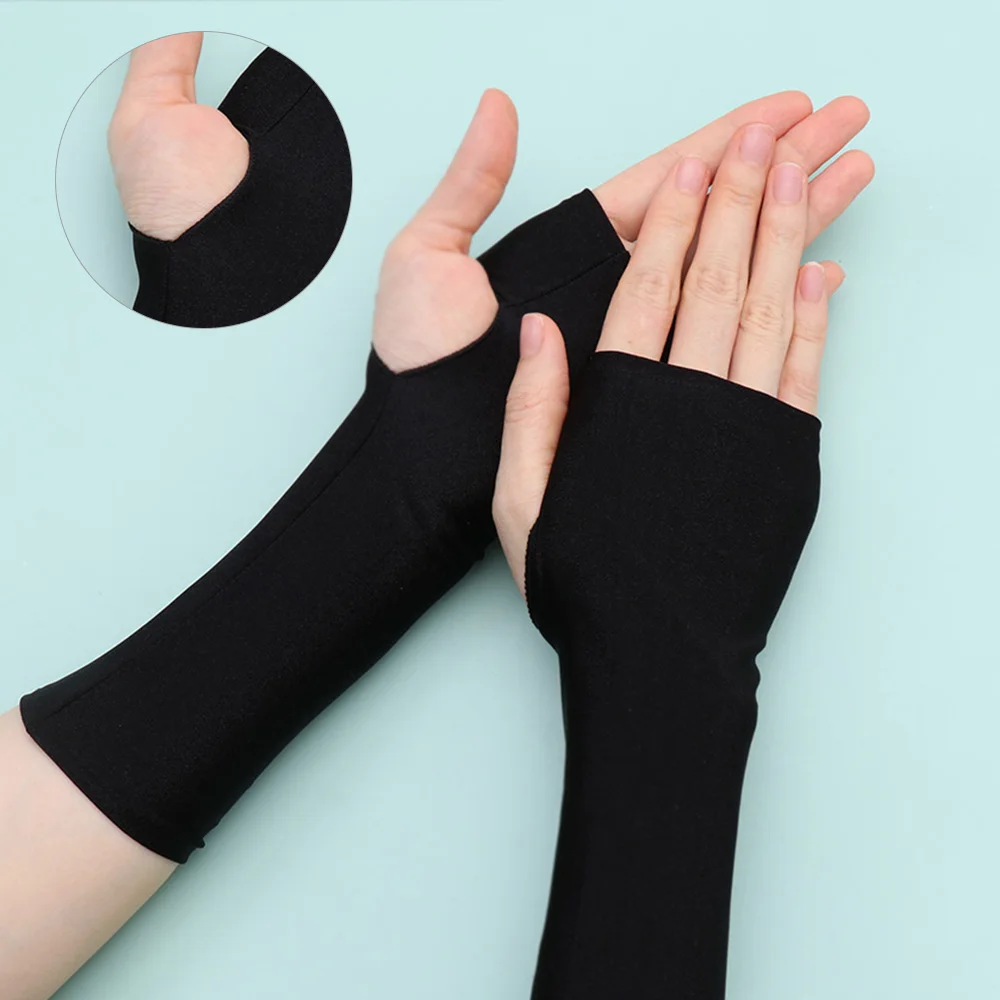 Sunscreen Protection Fingerless Long Gloves Women Arm Cool Summer Solid Mittens Half Finger Sleeves Motorcycle Driving Accessory