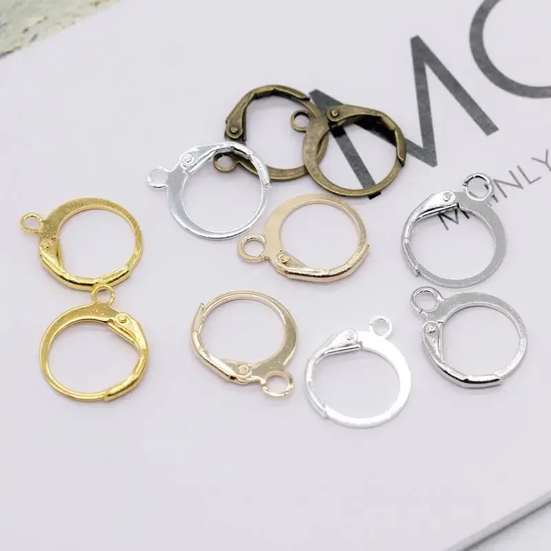 20pcs/lot 14*12mm Gold Bronze French Lever Earring Hooks Wire Settings Base Hoops Earrings For DIY Jewelry Making Supplie