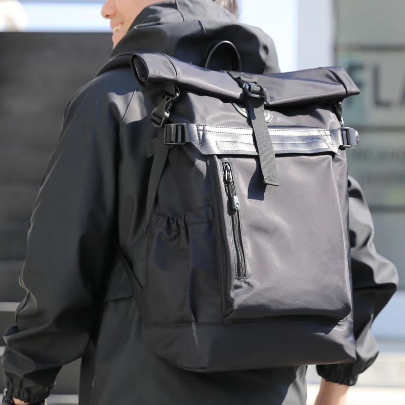 Small Backpack Men Waterproof Rolltop Laptop Compartment Anti Theft Travel Bag Male Mochilas Casual Commute Rucksack