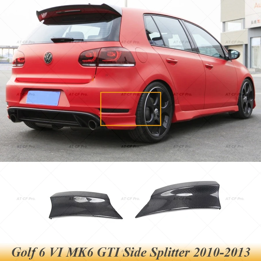 Golf 6 Carbon Fiber FRP Rear Diffuser Lip Spoiler Side Splitters For Volkswagen Golf 6 VI MK6 GTI Bumper 2010 2011 2012 2013