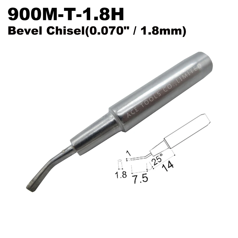 Soldering Tip 900M-T-1.8H Bent Chisel 1.8mm for Hakko 936 907 Milwaukee M12SI-0 Radio Shack 64-053 Yihua 936 X-Tronics 3020 Iron