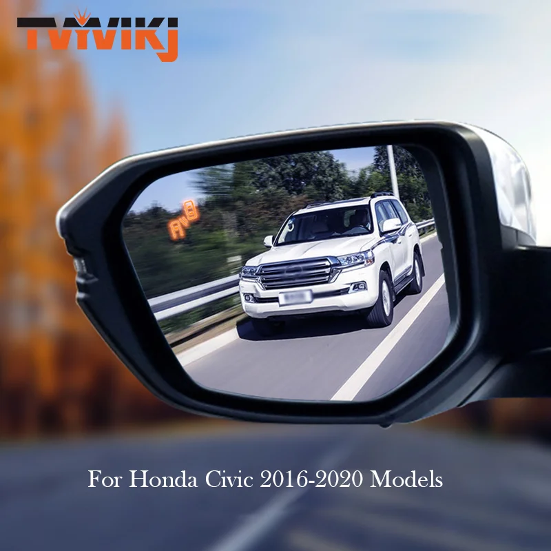 TVYVIKJ Outer Side Rearview Mirror Blue Glass Lens with Blind Spot light For HONDA Civic 2016-2020 Anti Glare door mirror wing