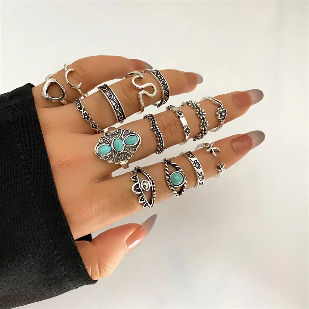 FNIO Vintage Trendy Boho Midi Knuckle Ring Set For Women Geometric Finger Rings Fashion Bohemian Jewelry