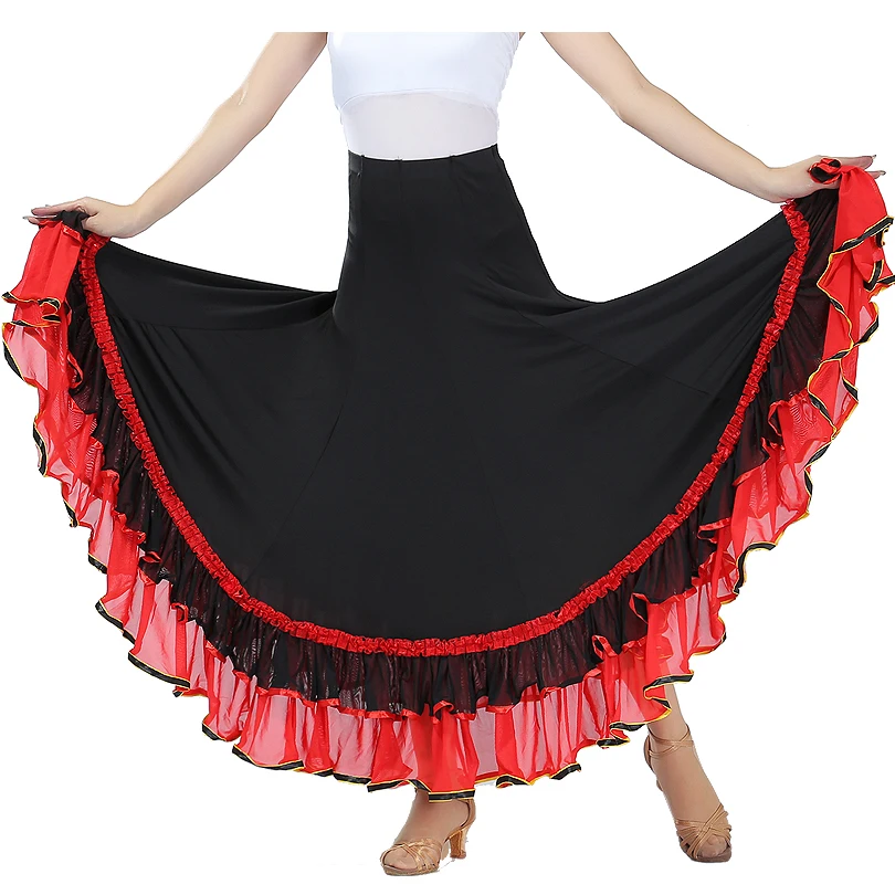 Nuovo Flamenco Costume di Ballo del Pannello Esterno di Ballo Gonne Lunghe Delle Signore Valzer Moderno Standard di Tango Dancewear Prestazioni Gonna Grande Swing