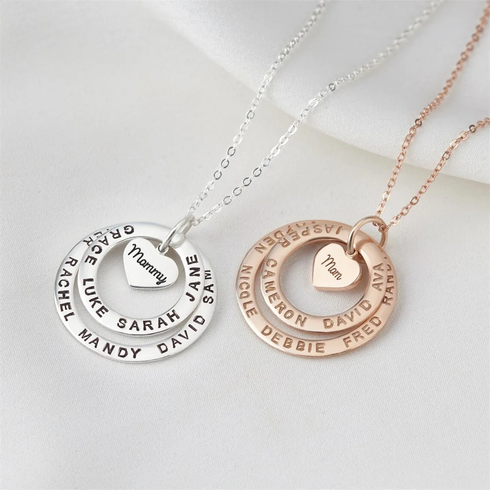Tangula Customized Name Necklace Stainless Steel Pendant with Family Name A Perfect Gift for Grandma Mom on Any Occasion