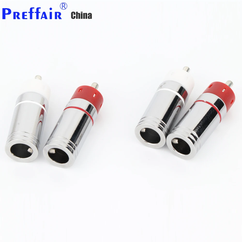 R1723 Preffair 4 Stück Star Line versilberte/vergoldete Cinch-Stecker Audiosignalanschlüsse mit Gehäuseln aus Aluminiumlegierung – Detail 11