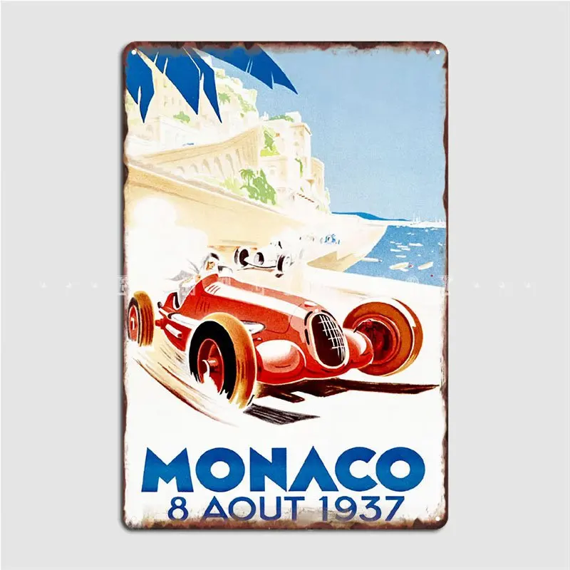 Monaco Grand Prix 1937 Metal Sign Living Room Painting Décor Wall Cave Customize Tin Sign Poster