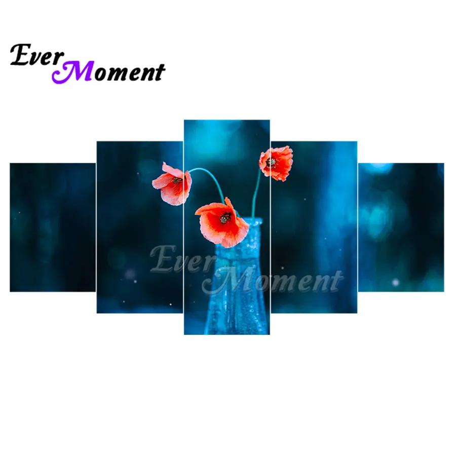 

Ever Moment Diamond Painting Blue Flower Multi-picture 5 Panels Embroidery Mosaic Diamond Display Resin Drill Kits 1M006