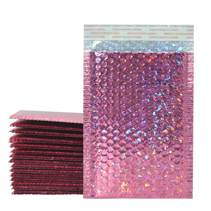 10PCS Holographische Folie Blase Mailer Make-Up Geschenk Taschen Glamour Bunte Verpackung Blase Mailer Padded Versand Mailing Umschlag