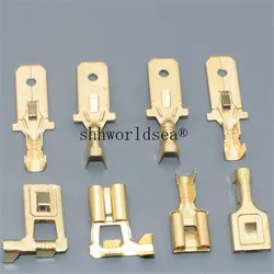 Shhworldsea 7.8mm H4 with thorn Female male Crimp Terminal Connector Gold Brass Silver Car Speaker Electric Wire Connectors