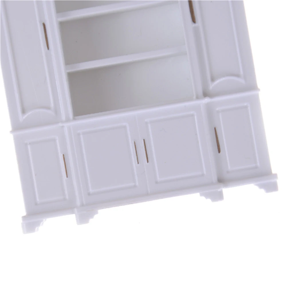 Mini Cabinet Model Kitchen Dining Cabinet Display Shelf Dollhouse White Doll House Decoration Miniature Kitchen 51*12*56mm