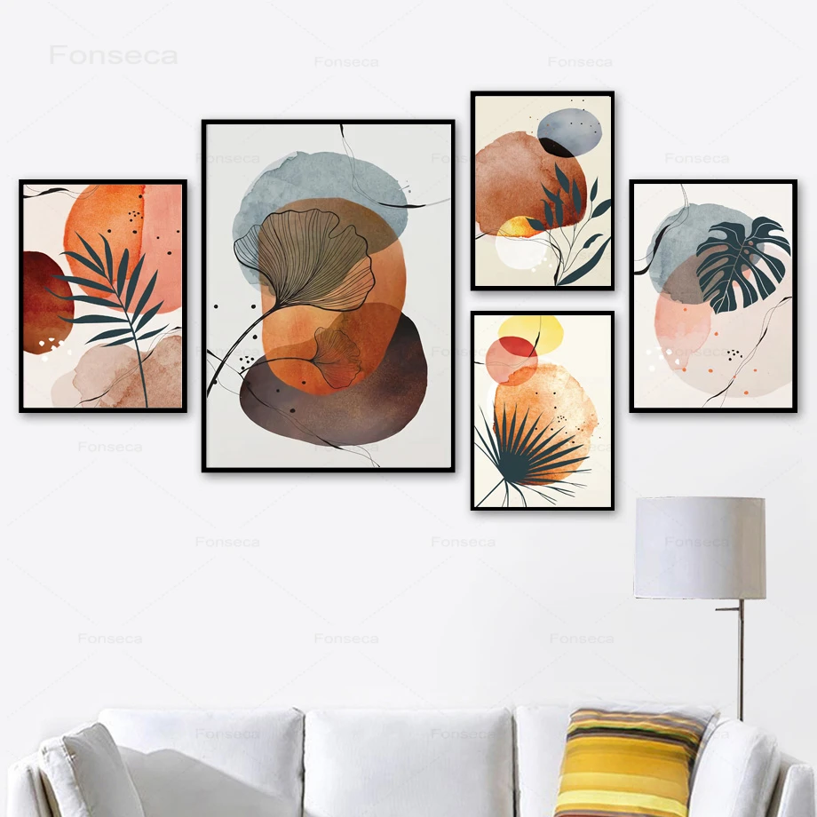 Abstract Girl Monstera Palm Leaf Nordic Posters And Prints Wall Art Print Canvas Painting Wall Pictures For Living Room Decor