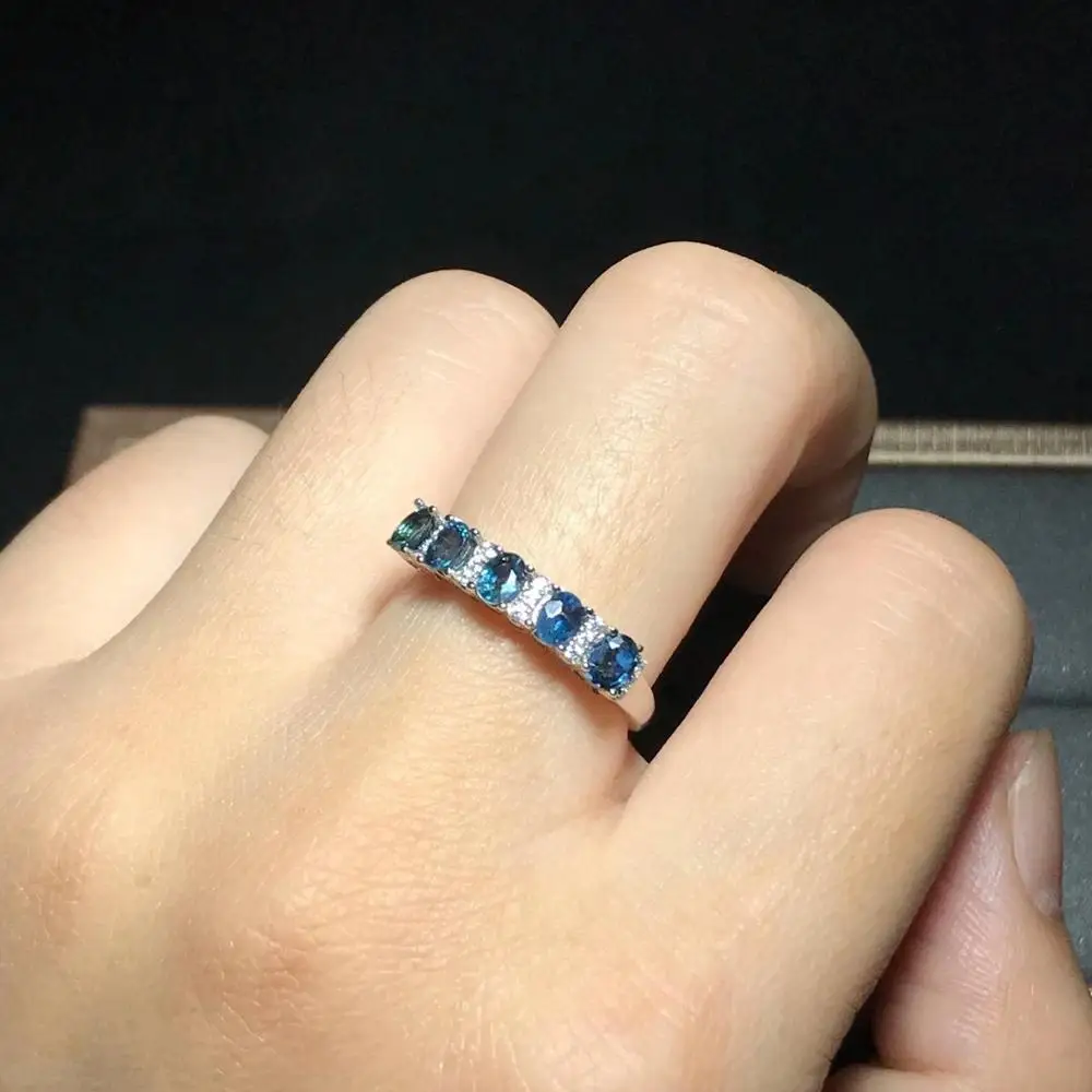 

Natural sapphire 3mm*4mm ring 925 silver lady gift simple simple birthday present Wedding gift