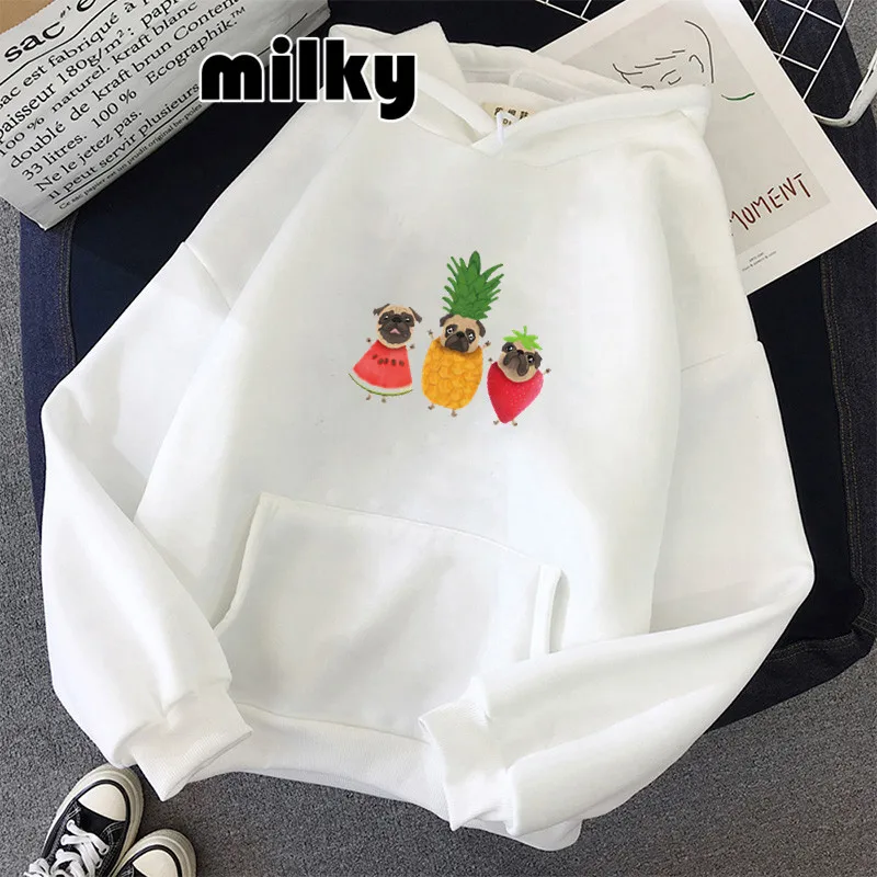 Fruit Pattern Sweatshirt Kawaii Dog Graphic Hoodies Printing Harajuku Hoodie Fashion Oversized Clothing Winter Sweatshirts