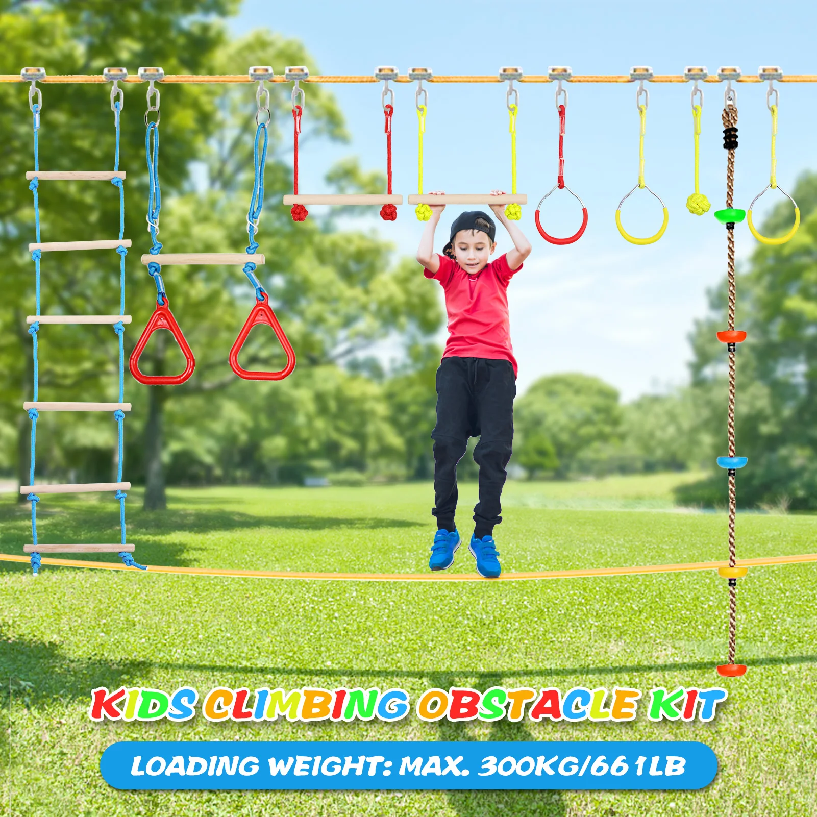 Kids Climbing Obstacle Kit Children Line Hanging Obstacle Course Outdoor Playset Swing Accessories slackline