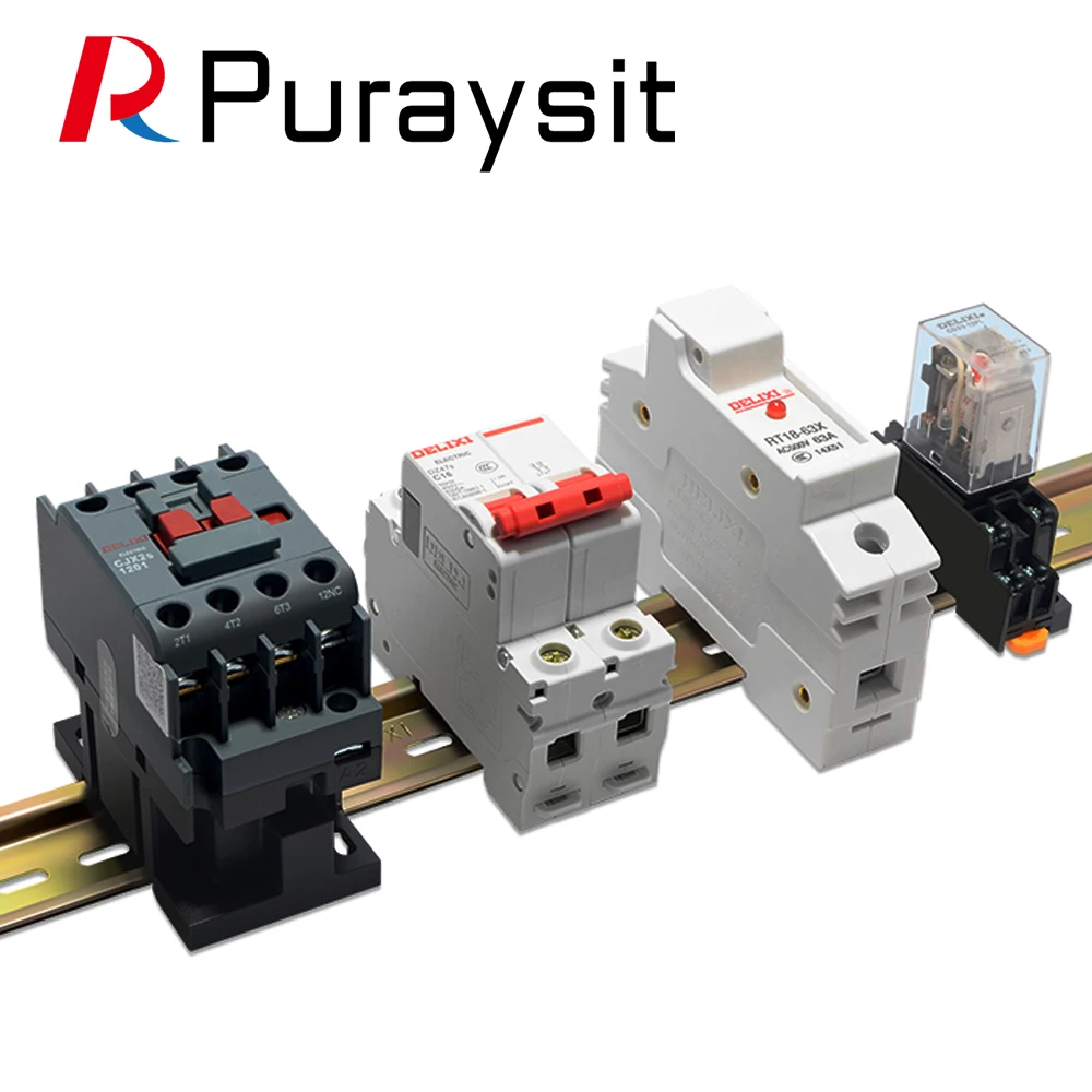 

10pcs Electrical Mounting Guide Rail Steel/Aluminium DIN Rail For C45 DZ47 Terminal Blocks Relay Contactor Width 35mm High 7.5mm