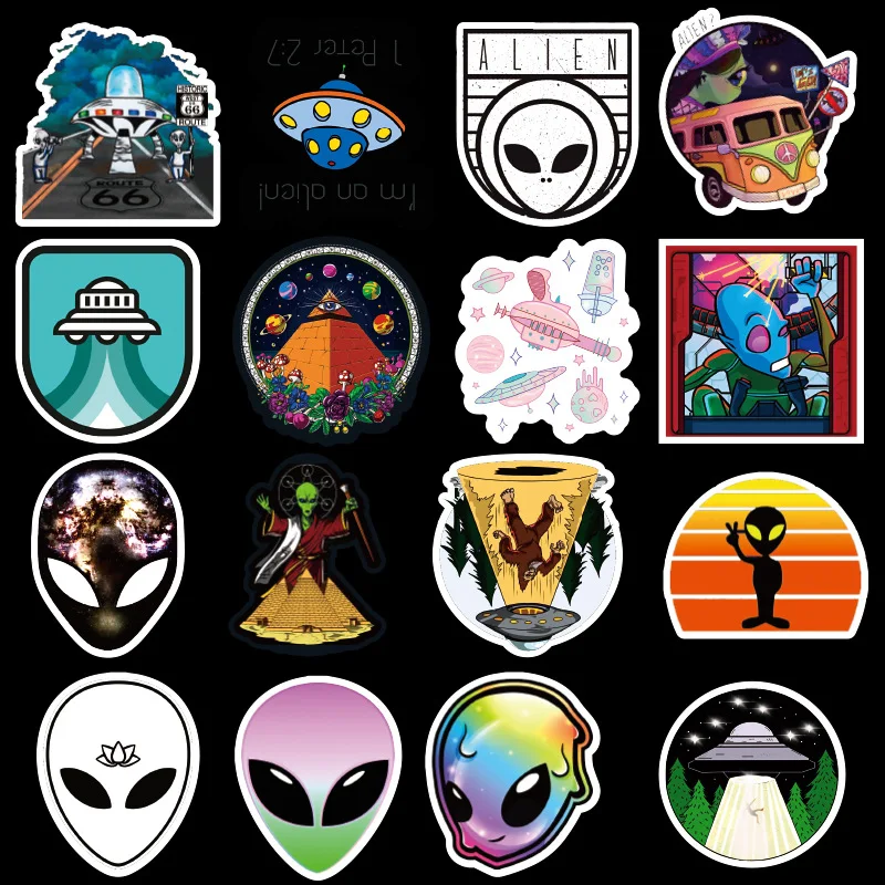 10/30/50PCS Outer Space Sticker UFO Alien Astronaut Rocket Cartoon Stickers Gifts Toys Children DIY Skateboard Laptop Phone F5