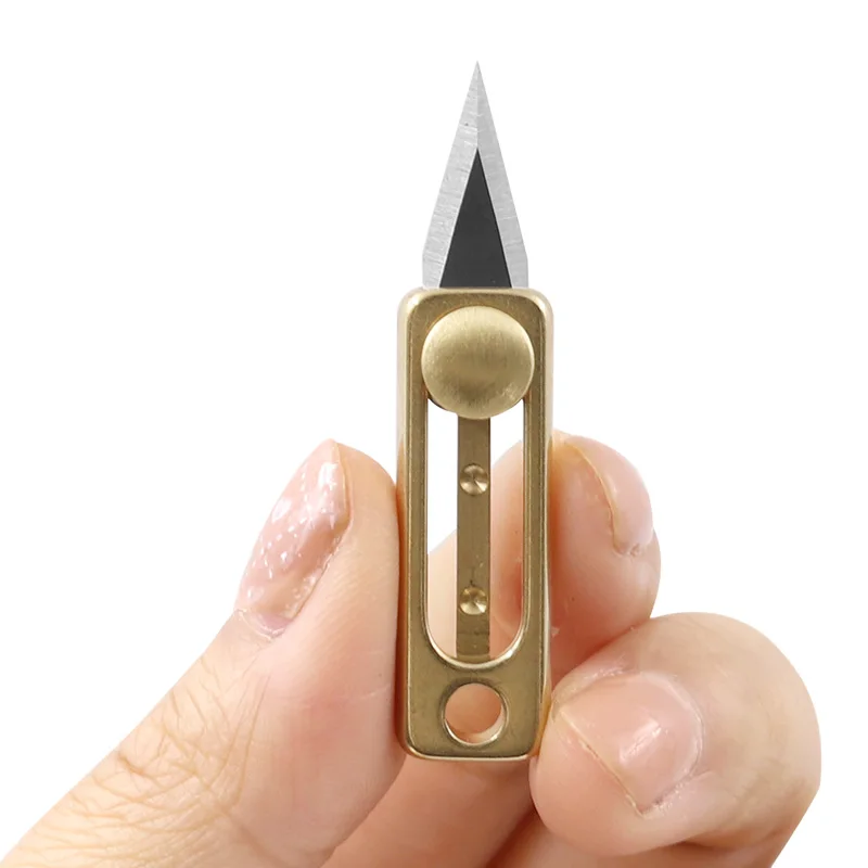 Multi Mini Knife Portable Paper Cutting Blade Knives Brass Pocket Folding Key Ring Sliding Blade Knife