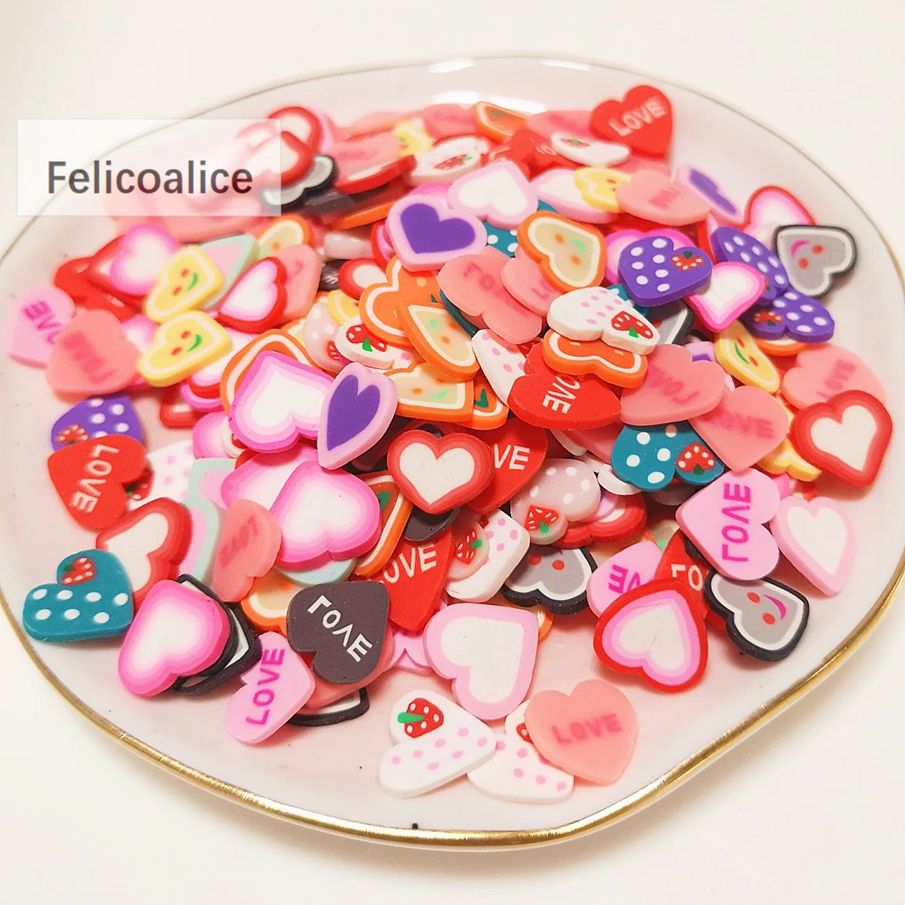 500g/Lot Fruits Flower Animal Polymer Clay Sprinkles Plastic Klei Mud Particles Cake Heart Slices 10mm