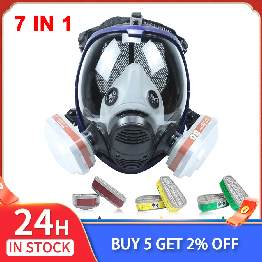 Chemical Mask 6800 Gas Mask Dustproof Respirator Paint Pesticide Spray Silicone Full Face Filters Laboratory Welding Accessories