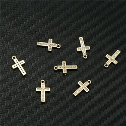 5PCS/lot Catholic Copper Zircon Cross Pendant for Jewelry DIY Making Crystal Cross Charms Pendant Accessories