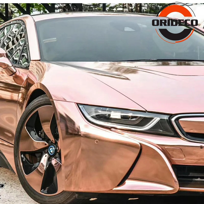 10/20/30/40/50*152CM High Stretchable Orange Chrome Air Bubble Free Mirror Vinyl Wrap Film Sticker Emblem Car Bike Motor Cover