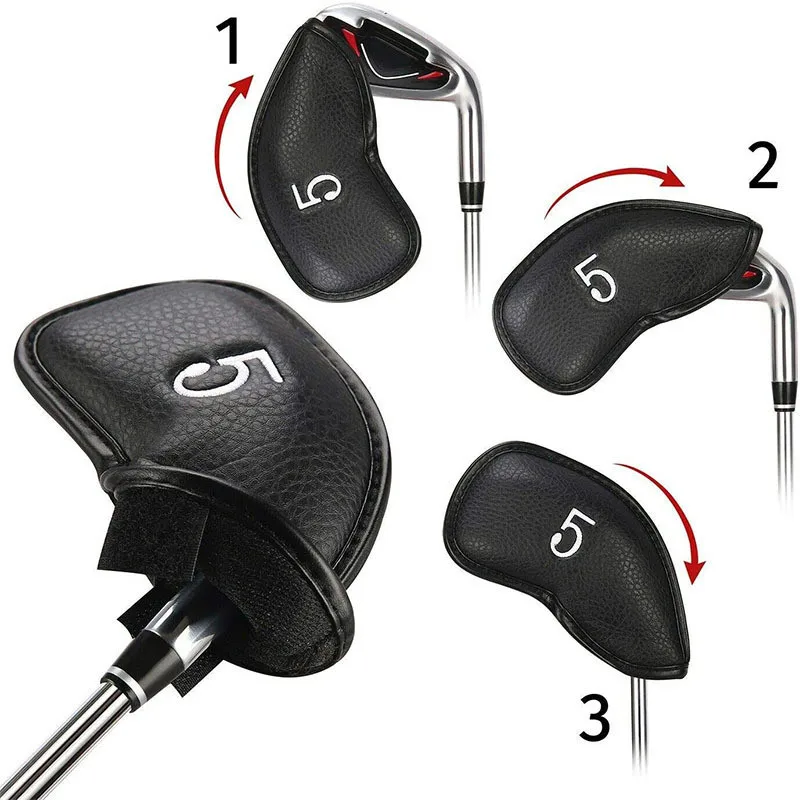 Synthetic Leather Golf Iron Head Covers 12 Pcs/Set High Quality Waterproof Durable Club Protect Headcovers