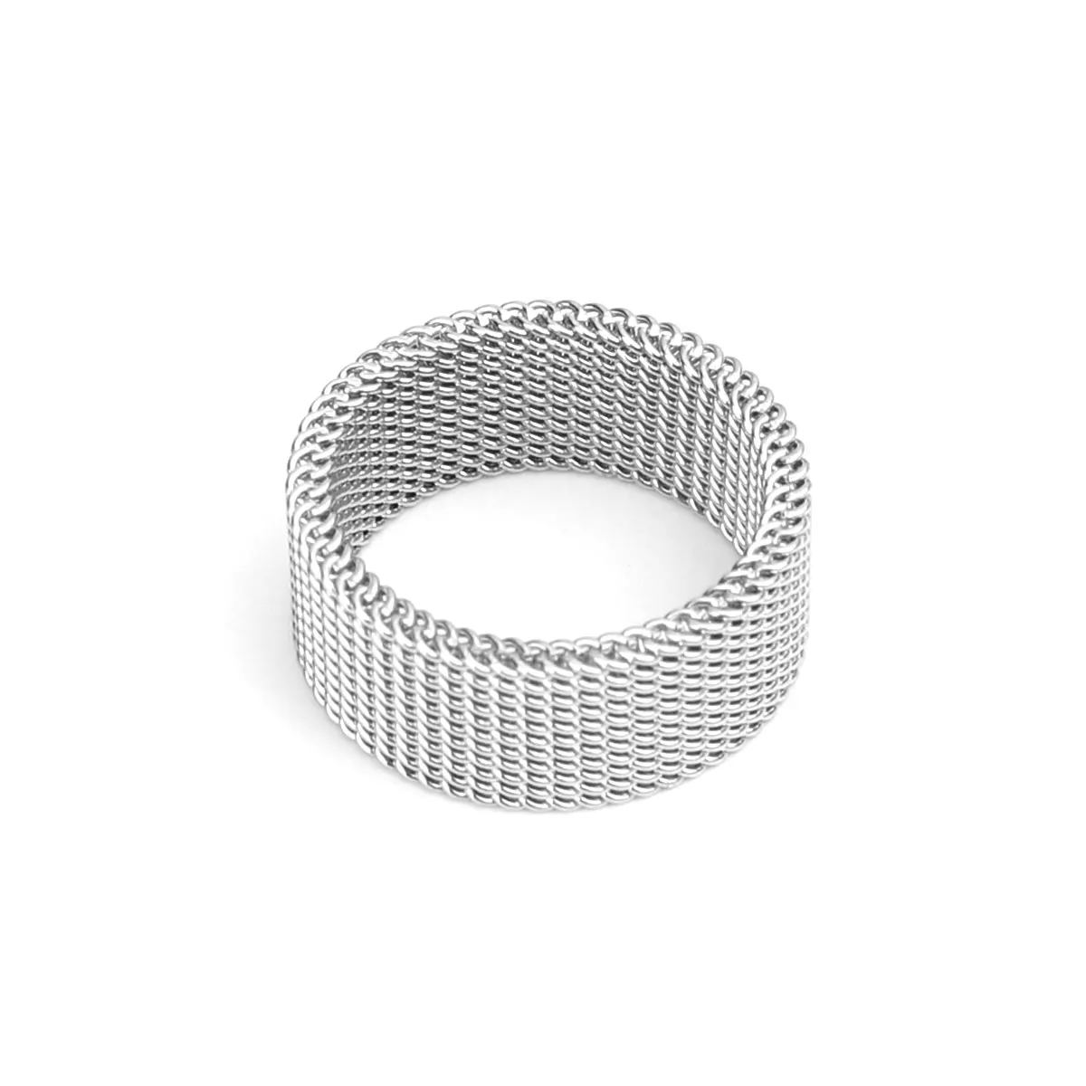 Punk Circle Twist Weaving Joint Ring 304 Stainless Steel Unadjustable Silver Color Geometric Twist Minimalist Jewelry , 1 Piece