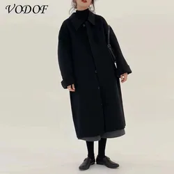 2021 Spring Women Coat Woman Long Coat Fashion Korean Preppy Style Retro Versatile Windbreaker Casual Warm Woolen Coat Oversize