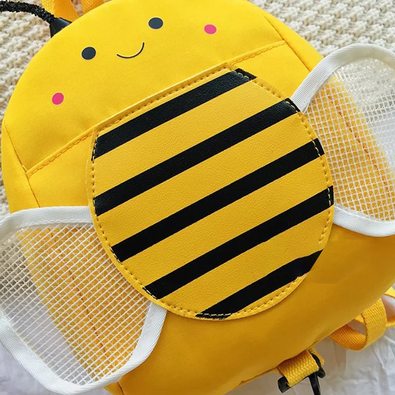 Newly Boys Girls Bee Shape Backpack Cartoon Child Backpack with Safe Anti-lost  Leash Zipper Design Kindergarten Supply