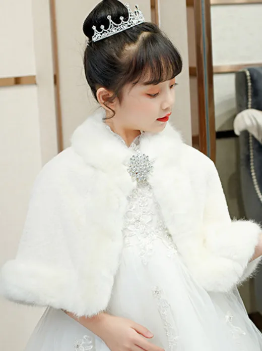 Children newborn girl fur cape infant formal princess cape baby plush cloak kids dress cape bridesmaids Fur coat Boleros 3m-8t