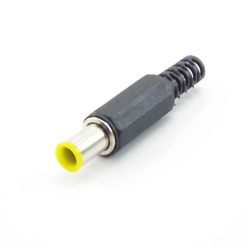 6.5mm x 4.4mm DC męski złącze zasilania przejściówka Adapter z 1.3mm złącze pinowe wtyczka zasilania żółty 6.5 4.4 mężczyzna spawanie Audio DIY s1