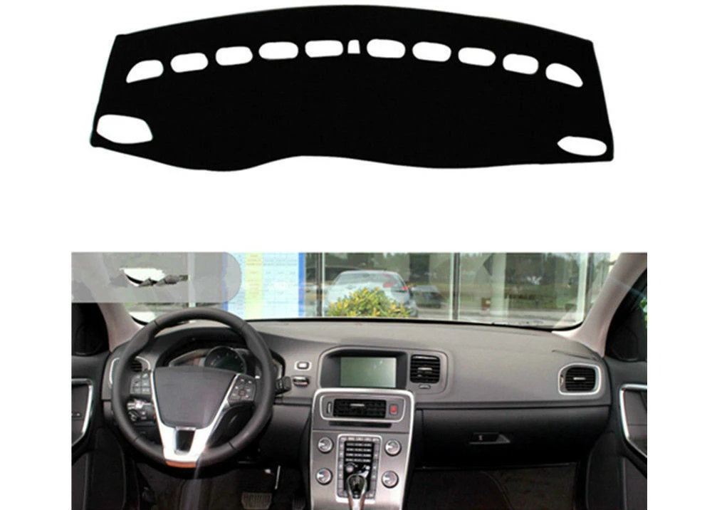 For Volvo S60 2011-2016 Black Front Dashboard Cover Carpet Dash Center Control Heat Proof Mat Anti-Sun Shield Pad Shade Sunshade