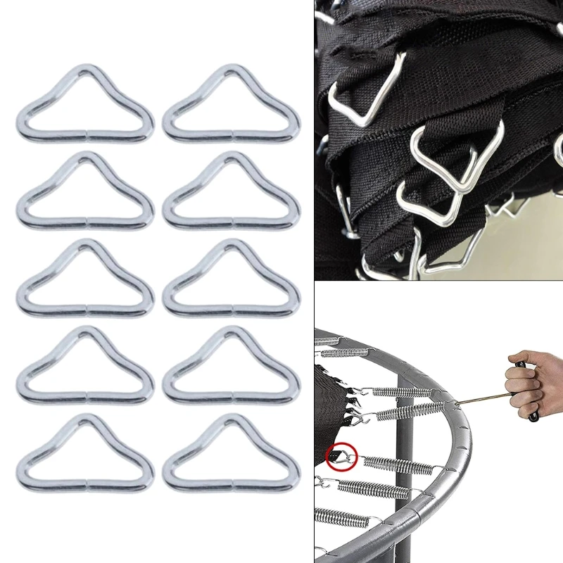 10pcs/Pack  Trampoline Jump Pat Bag Craft Attachment Trampoline Mat Triangle Rings Buckle Universal Fit Ring V-Rings