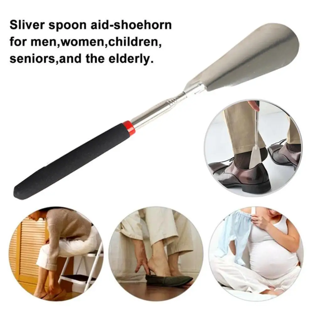 Telescopic Steel Long Handle Shoe Horn Flexible Shoe Lifter Shoehorn Long Professional Spoon Tool Handle Shoe Use