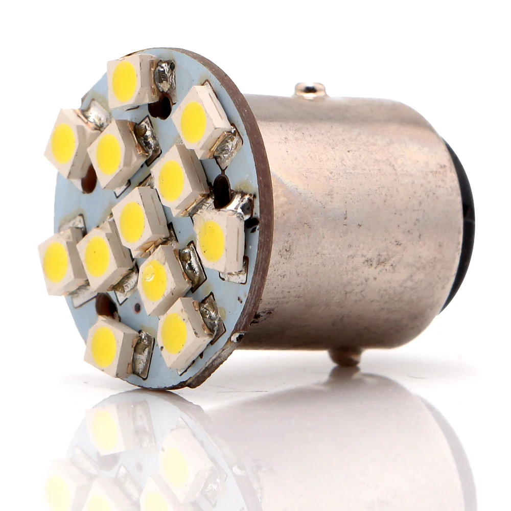 2PCS P21W BA15S LED Turn Signal S25 P21/5W BAY15D Side Marker Lights 1156 1157 Brake Lamps 1210 12 SMD 12V Auto Dome Bulbs White