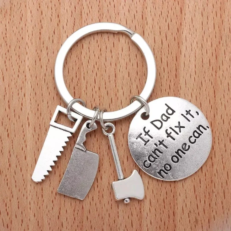 Fashion Dad Letters Keychains Creative Hammer Screwdriver Wrench Keyring Handbag Decor Tassel Hanging Pendant Father's Day Gifts