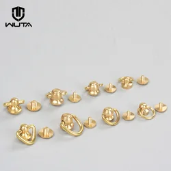 WUTA Brass Ball Chicago Stud Screw Rivets Nails Rotatable D Ring Wallet Chain Buckle Handle Connector DIY Leather Accessories