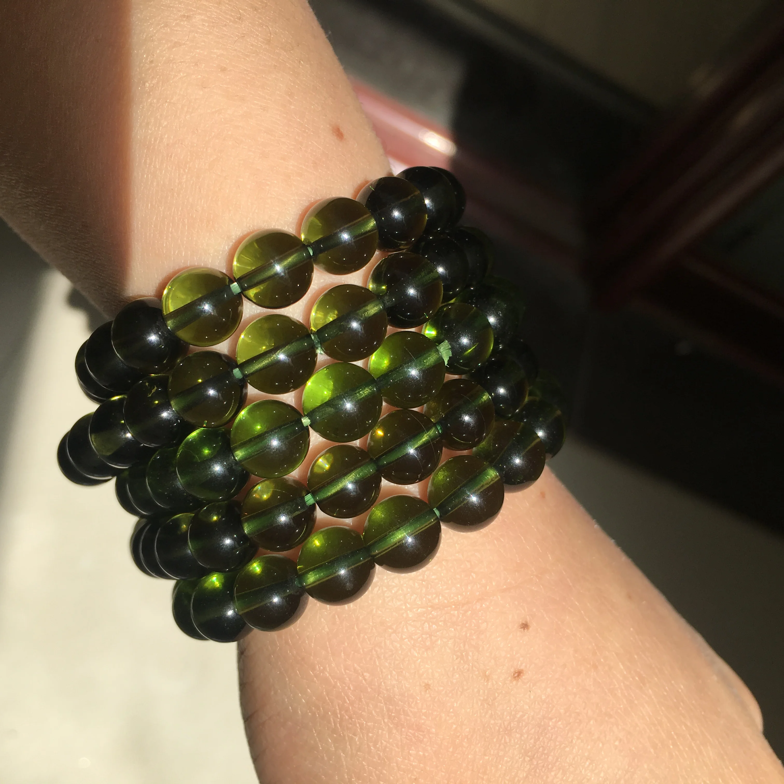 Natural Moldavite Green aerolites Czech Crystal Stone Raw Stone Grinding 8mm Bead Meteorite Bracelet