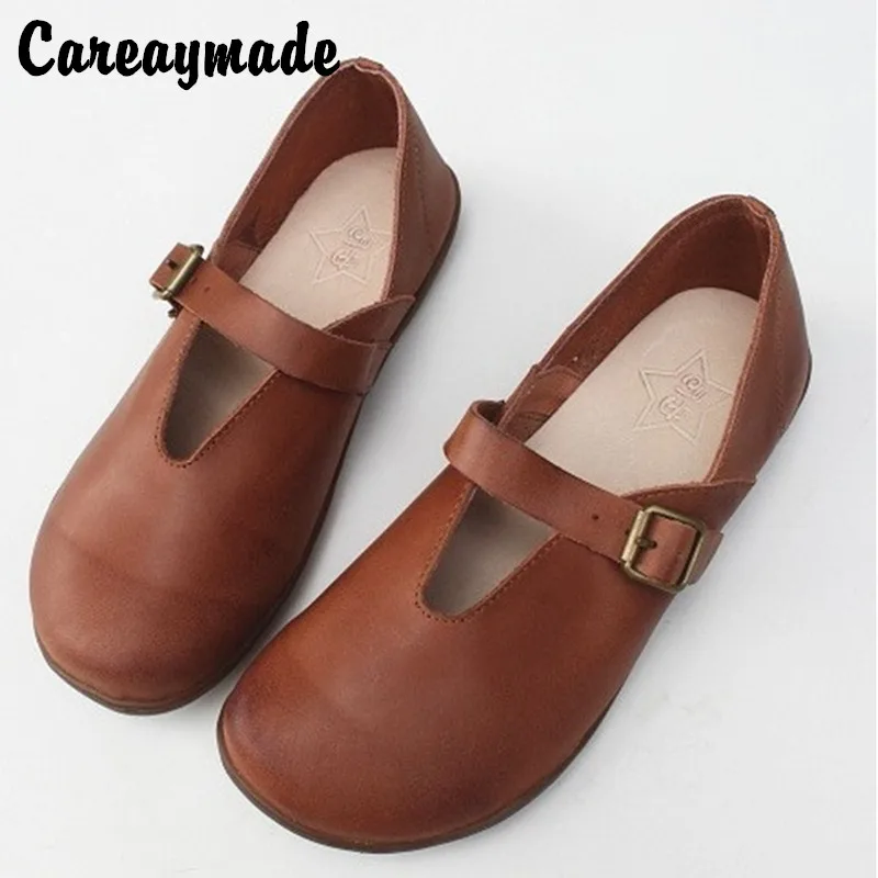 Careaymade-New Full leather handicraft comfortable women\'s shoes with top layer and cowhide four seasons single shoes