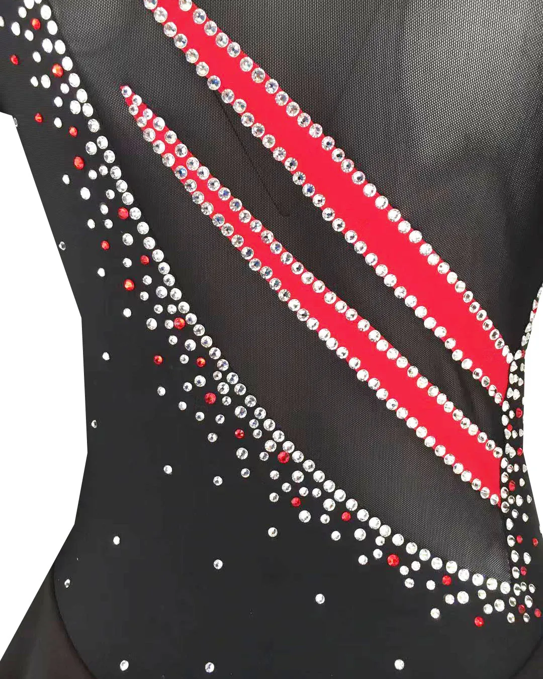 Black Figure Skating Dress Long-Sleeved Ice Skating Skirt Spandex