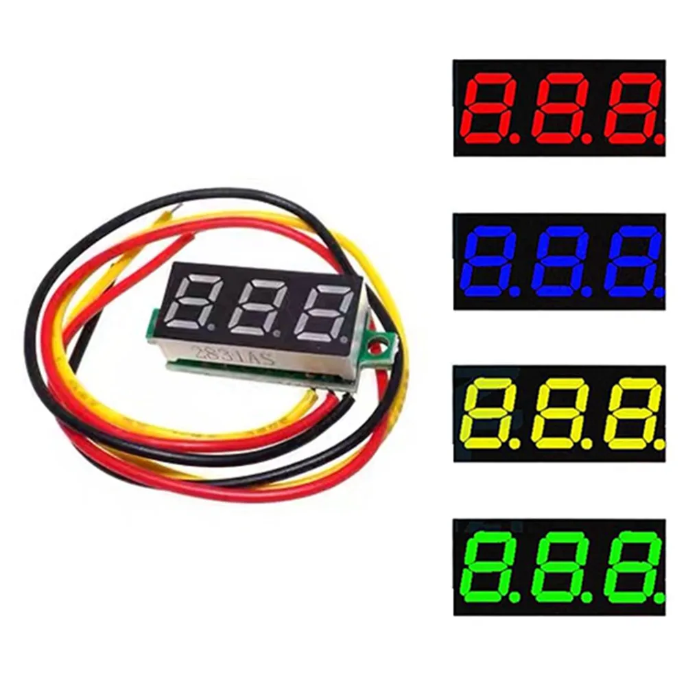 0.28 Inch 3-Wire Adjustable Voltmeter DC 0V-100V Digital LED Voltage Meter Power Volt Tester Detector for Auto Car With Red Blue